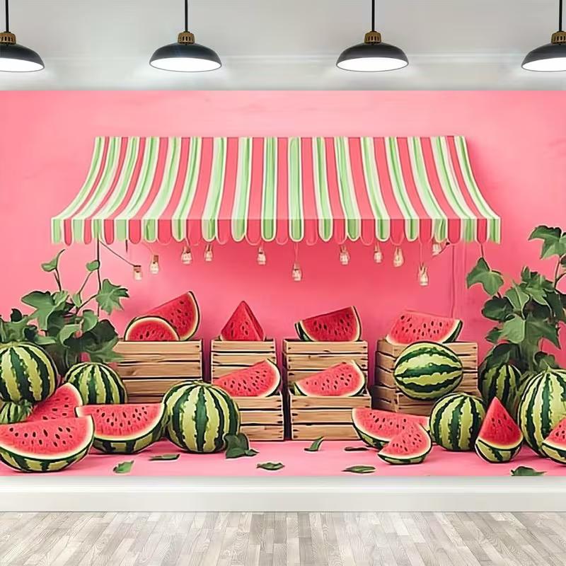 2D Summer Watermelon Stall Photo Backdrop Fruit Party Decor Cloth