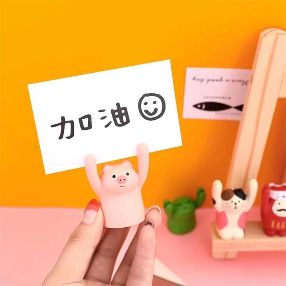 Mini Creative Cartoon Card Holder Resin Display Stand Korean Stationery Office Desk Organizer