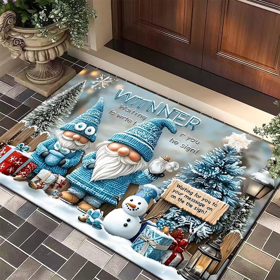 Christmas Doormat - Crystal Velvet Non-Slip Rug for Entryway, Bathroom, Festive Holiday Decor Holiday Welcome Mat