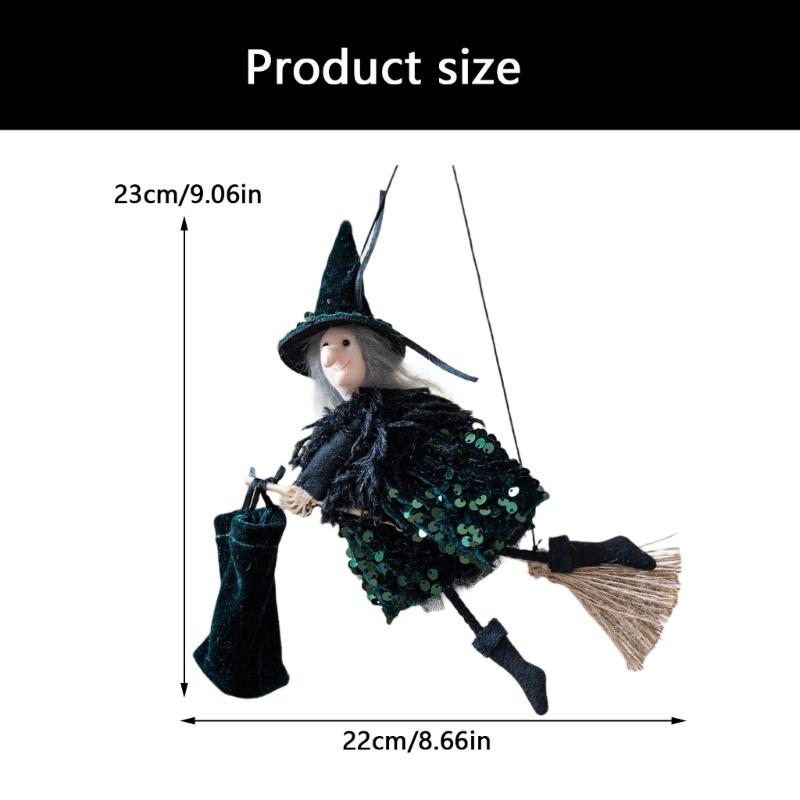 Kostium Wiedźmy Torba na Miotłę i Zestaw Kapeluszy Przenośne Akcesoria na Wydarzenia Halloweenskie W 3 Kolorach Zestaw Halloweenski