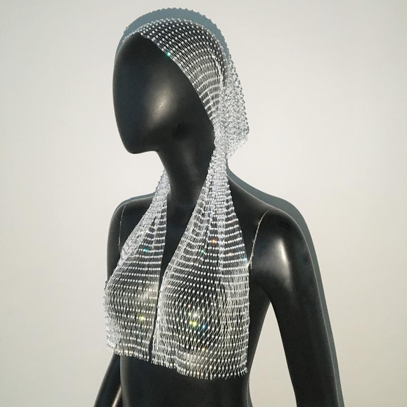 Hatt Strass Fisknätshatt Personlighet Fisknät Huvudduk Mode Diamanthatt Lång