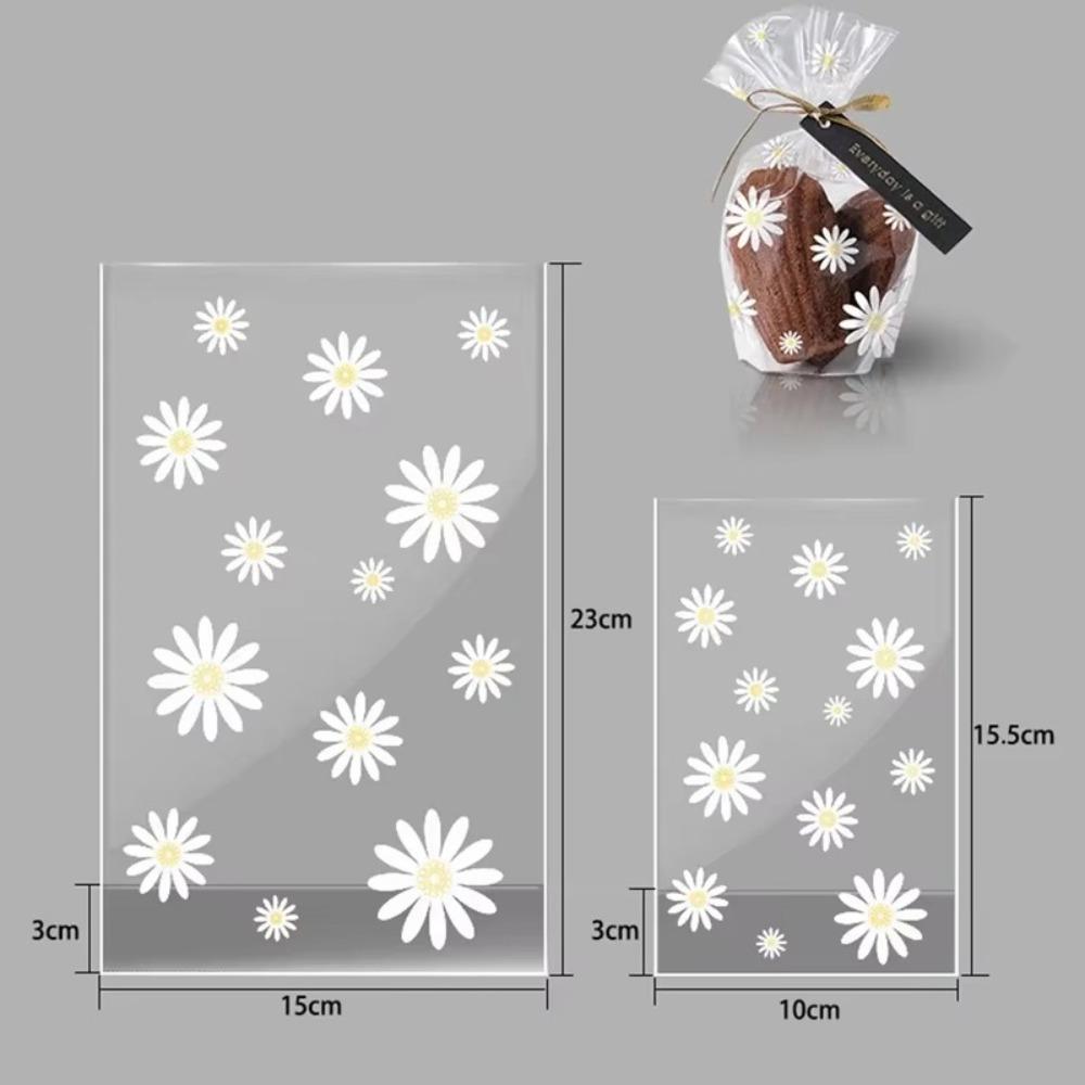 50/100pcs New 50/100pcs Candy Bag Daisy Food Grade Cookie Packaging Bag Transparent Disposable Gifts Wrapping Supplies