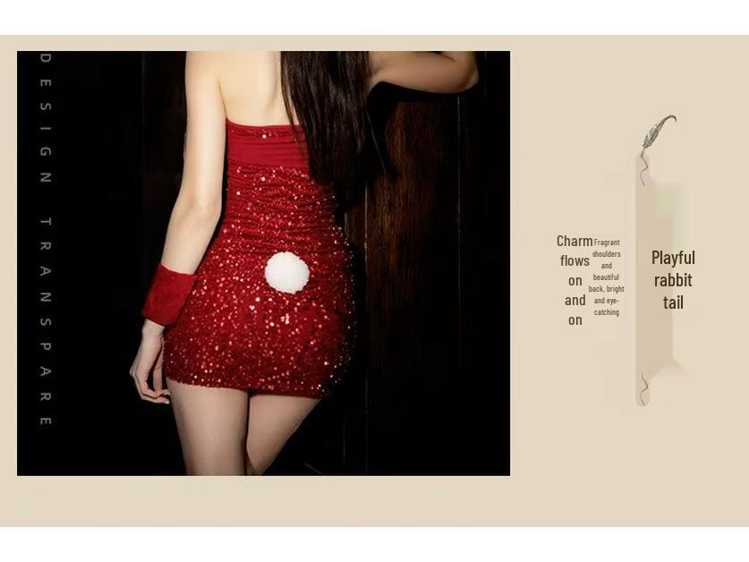 Mu Cheng Velvet Bunny Girl Lingerie Set - Quick Release Christmas Costume