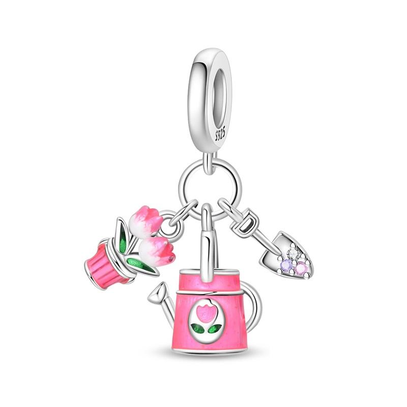 Original Copper Romantic Rose Flower House Camera Love Charms Beads Pendant For Bracelet Fine Diy Jewelry Gifts