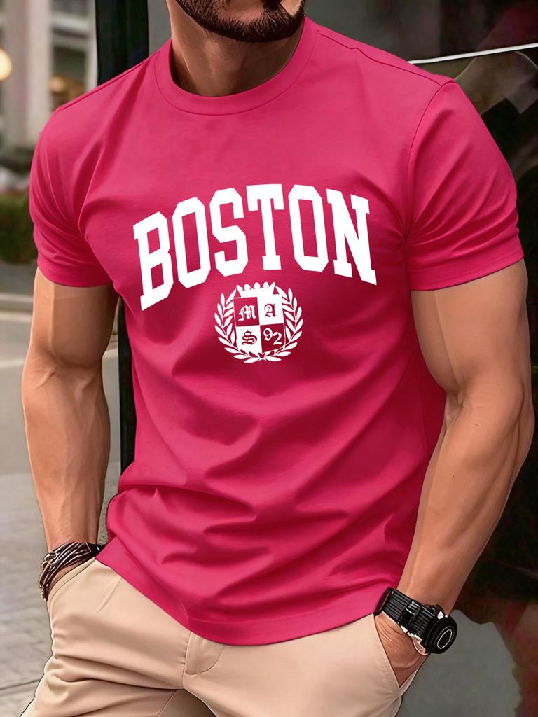 The Sacred Badge Of Boston Print Tee Shirts ONeck Loose Short Sleeve Trendy Cotton Sportswear Unisex Comfortable Summer TShirt