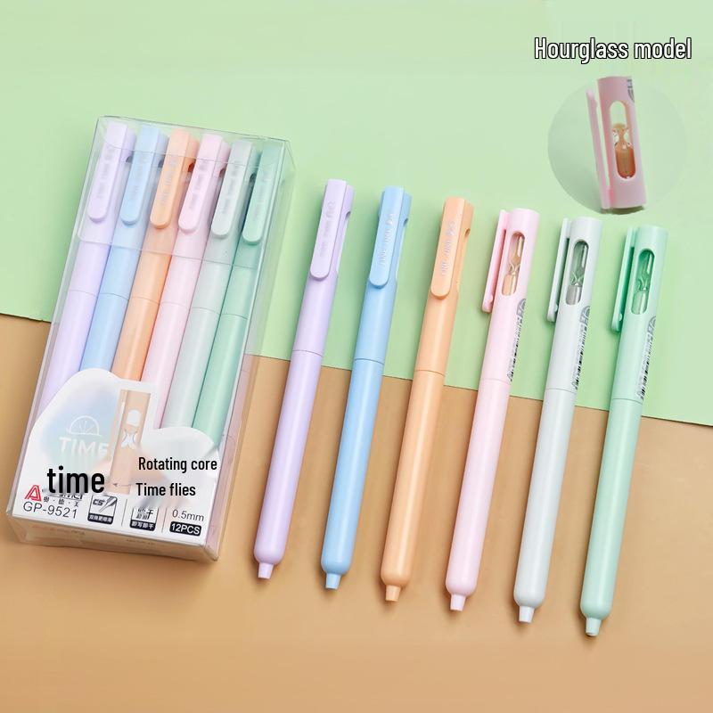 Flowing Sand Time: 12 Twist-out Neutral Black Pens 0.5mm for Students Black [1 box of 12]