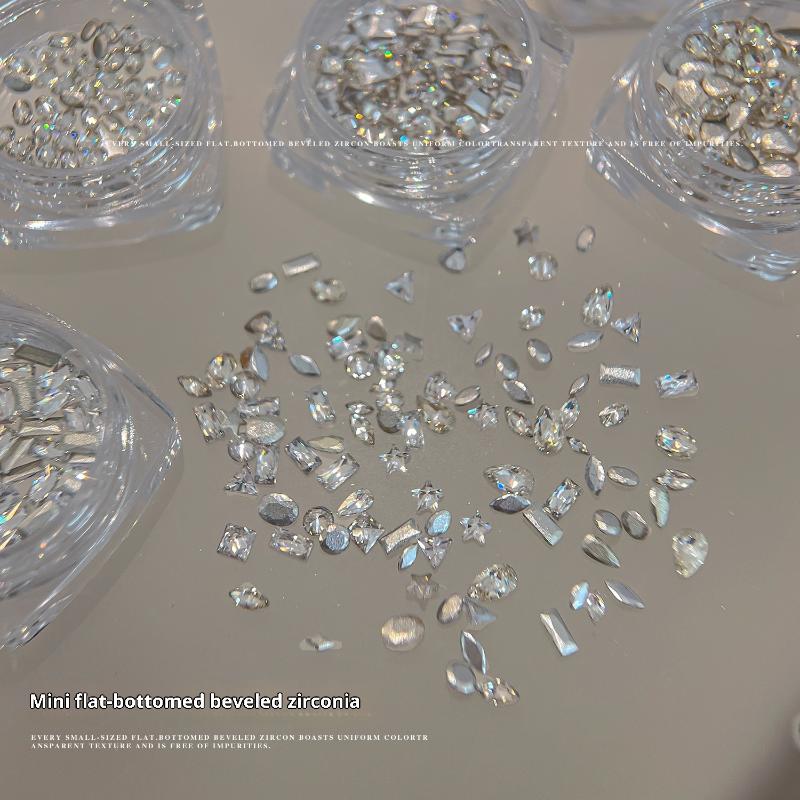 Mixed Zircon Nail Rhinestones Shiny Nail Diamond Flat Nail Gems Glass Stones Nails Decoration Nail Charm Diy Manicure Art
