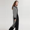 ELLE Elegant Striped Long Sleeve Knit Dress Women Dresses Black White EL49387