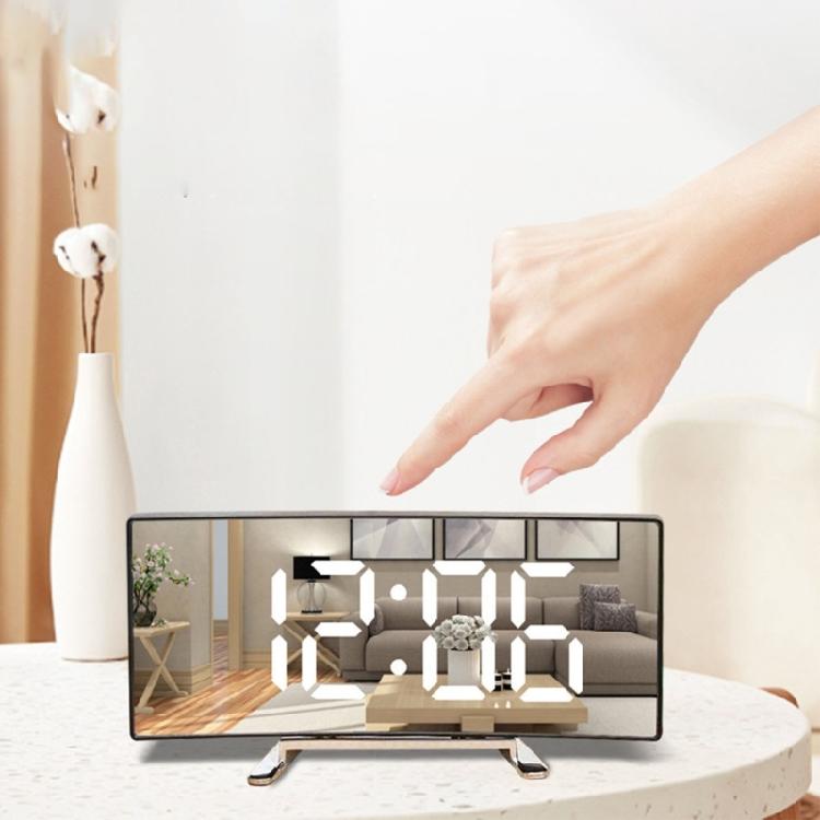 Mirror Double Digital Alarm Clock With Adjustable Night lighting Quiet Operate Temperature Display Double Power Supply