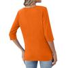Women's Fashionable Casual Button-down Collar Three-quarter Sleeve T-shirt Top