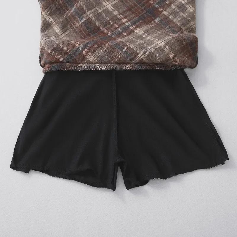 2025 Autumn/Winter Girls' High Waist Wool Plaid Skirt, Korean-Style Fashionable Slimming Short Skirt