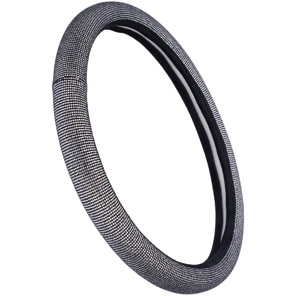 Steering Wheel Cover Rhinestone Artificial Leather Universal 14.5‑15in Decoration for Woman Girl