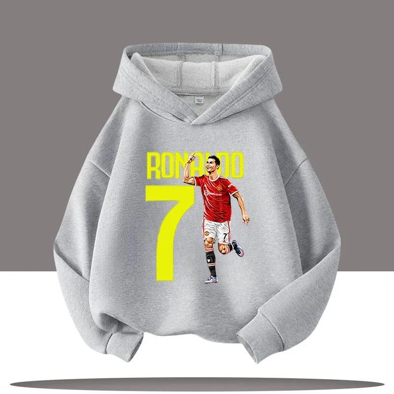 Haine noi de iarnă/toamnă Hanorac cu glugă pentru copii Ronaldo Tricou sport pentru băieți Imprimeu desen animat cu vedetă de fotbal Hanorace casual pentru copii