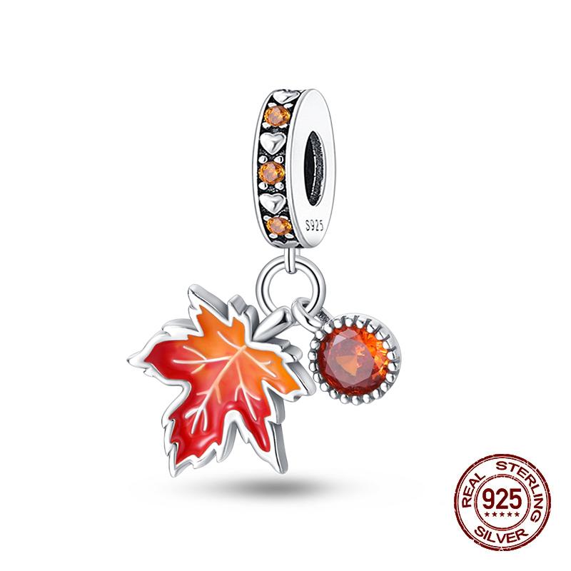 Autumn New Copper Brown Maple Leaf Pumpkin Bee Charms Bead Fit 3Mmoriginal Bracelets Diy Jewelry Warm Gift