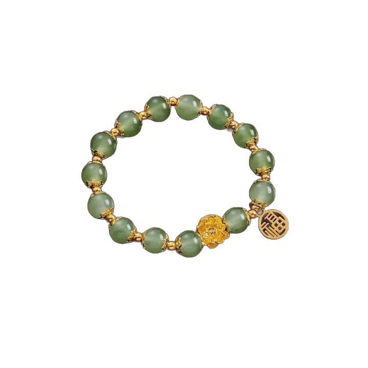 Clear Lotus Beaded Bracelet: Chinese Style Light Luxury Versatile Jewelry for Women