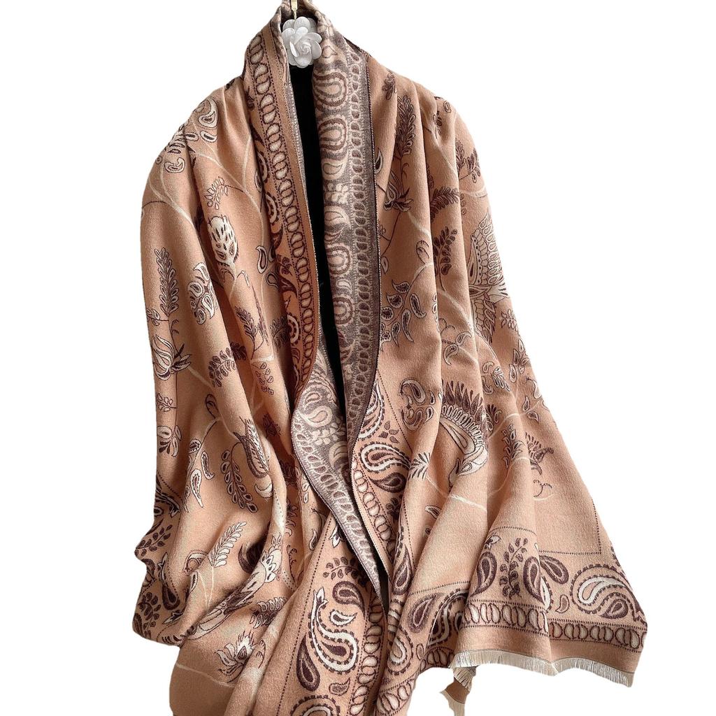 Autumn And Winter Popular Shawl Outside Women'S Scarf Office Blanket Cashmere Fringed Warm Scarf Live Stream