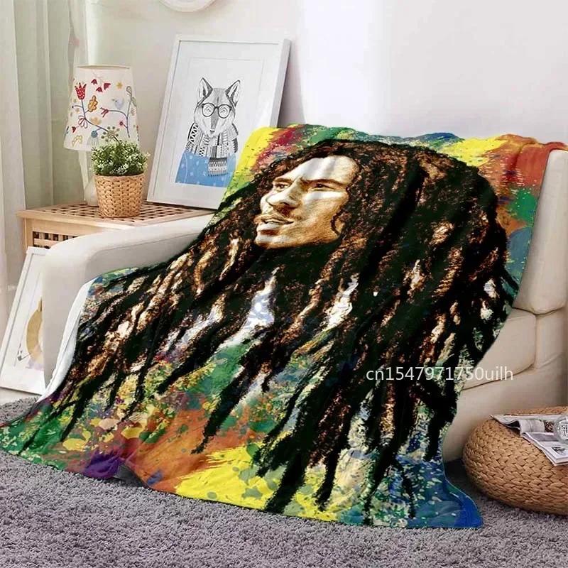 Bob Marley Album Blanket Reggae Music Jamaican Style Soft Flannel Blanket Portable Home Travel Sofa Blanket