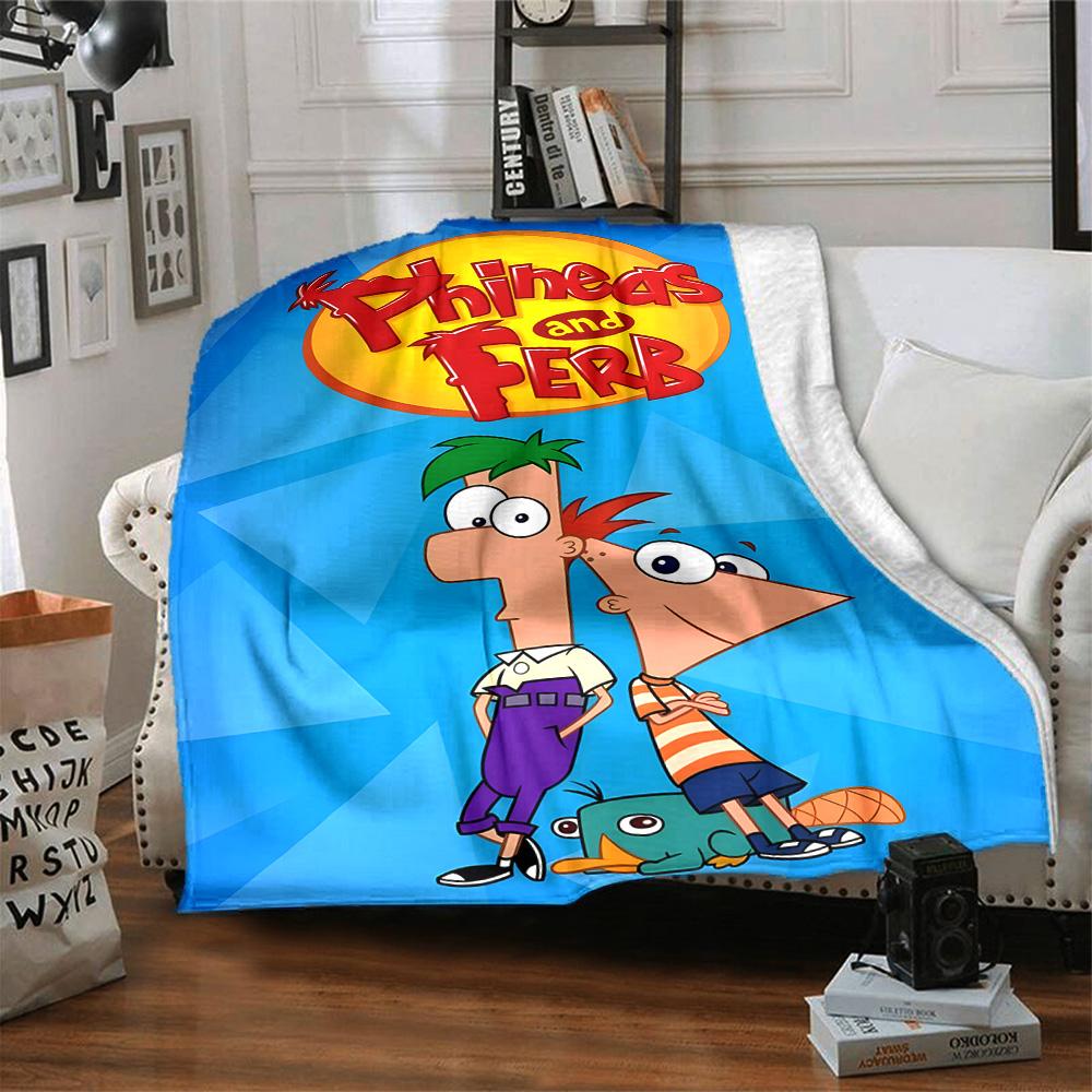 1pc Phineas and Ferb1 Blanket, Gift, for Men and Women, Soft Blanket, Good for Sofa Bed Couch Travel, Lightweight Flannel Blanket