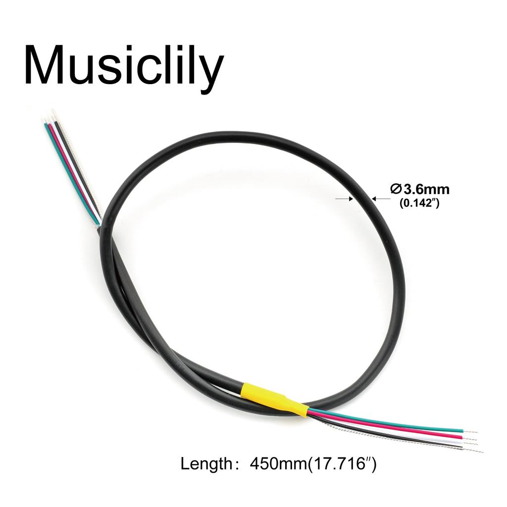 Musiclily Pro 26AWG Tin-Plated 4-Core Shielded Circuit Hook-Up Wire for Humbucker Pickups, 45cm (Pack of 6)