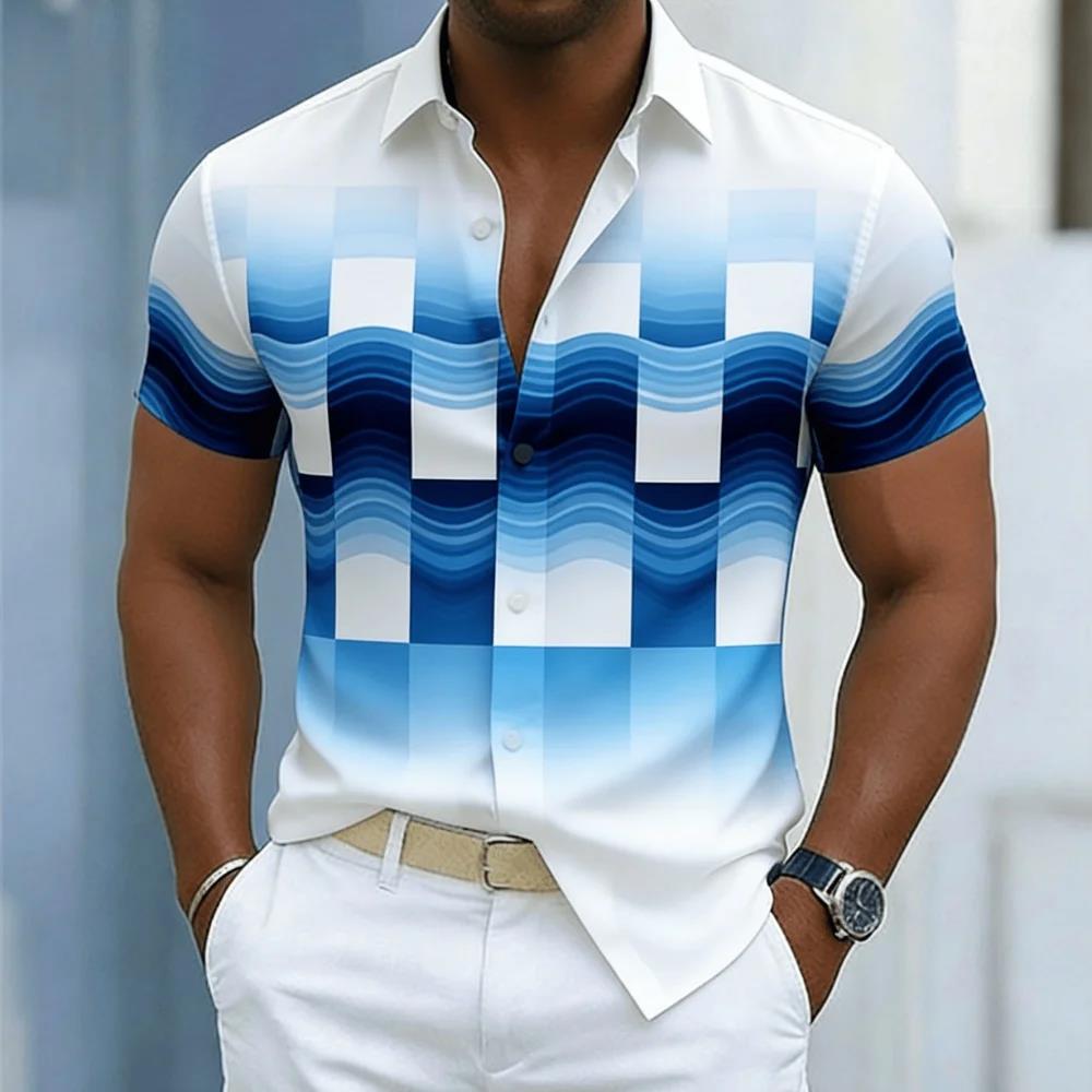 Sporty 3D Printed Casual Shirt Quick Dry Breathable for Holiday Polyester Fabric Anti-Wrinkle Short Sleeve Men's Shirts