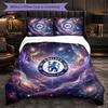 Chelsea FC Pattern 3 Pieces Bedding Set Soft Microfiber Duvet Cover with Pillow Cases for Bedroom