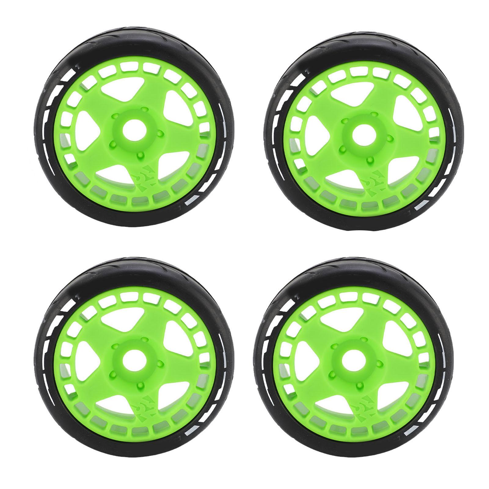 

4PCS RC Rally Tires 17mm Rugged Plastic 1 8 RC Car Wheel Tyres for Entertainment Black Green зелений