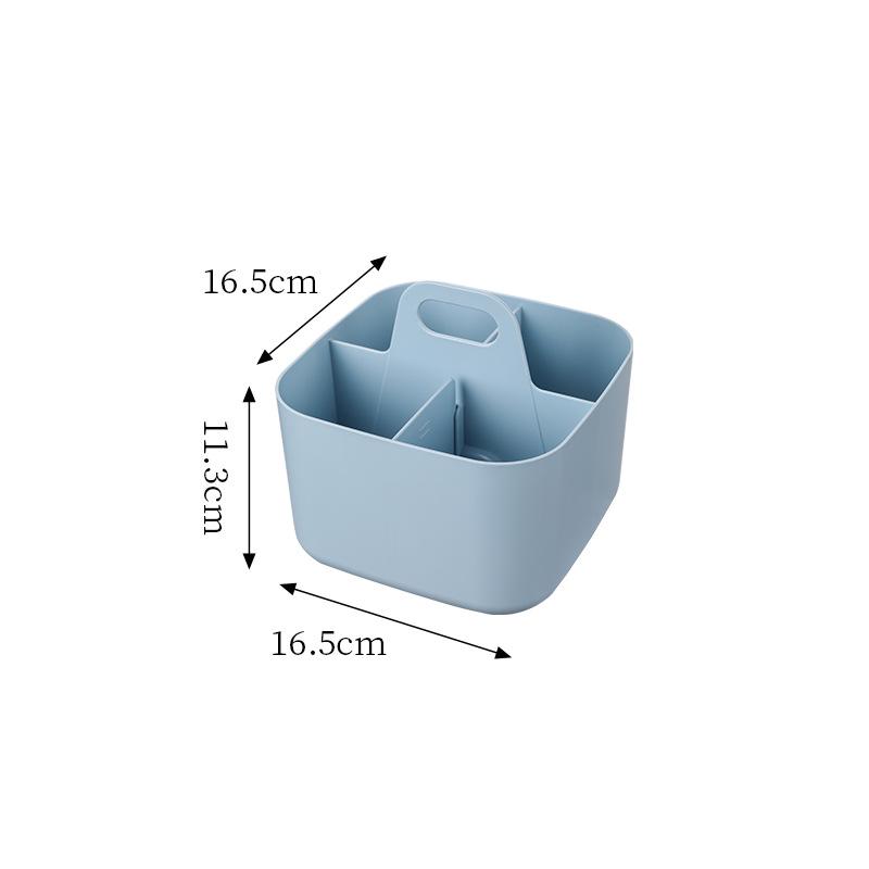 Desktop Cosmetic Organizer with Handle Multi Compartment Makeup Storage Box Plastic Stationery Caddy for Vanity Table Organizer