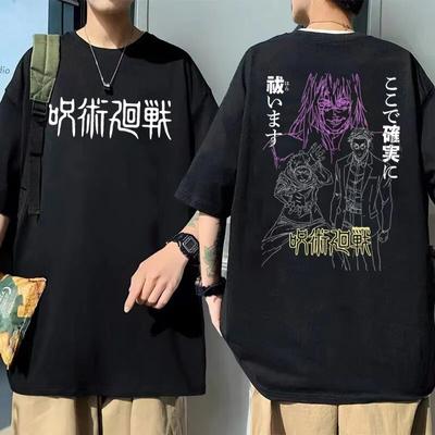 Männer Frauen Unisexga Crewneck Übergroße T-shirt Anime Jujutsu Kaisen Grafik T-shirts Itadori Yuji Mahito Nanami Kento Print T-shirt
