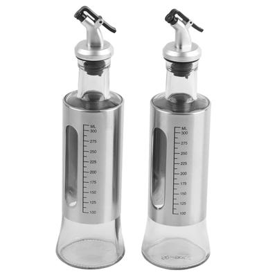 2 ks Láhev na dávkování oleje 300 ml Zesílený design se stupnicí Vizuální láhev na koření pro domácí kuchyni