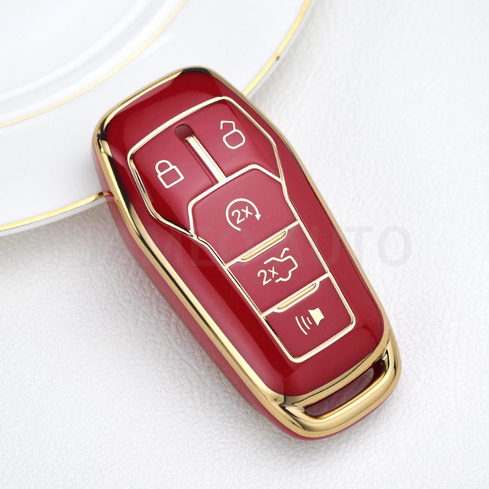 Fit For Ford Fusion F-150 Edge Explorer Mustang Lincoln Mkz Mkc Platinum F150 Lariat 5 Buttons Tpu Auto Smart Key Fob Cover Case