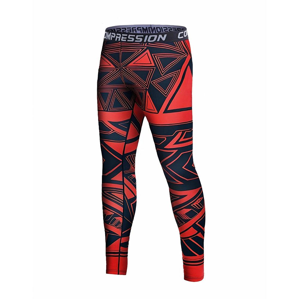 2Pcs Men's Red Print Casual T-Shirts + Trousers Gym Work Out Fitness Skinny Jogging Pants Sweatpants Legging Pants Men