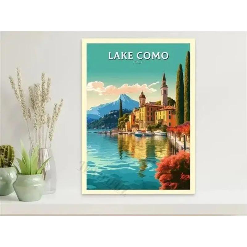 Machu Picchu Lisbon Vintage Travel Poster Canvas Print  Retro City Tourism Wall Art for Living Room Decor