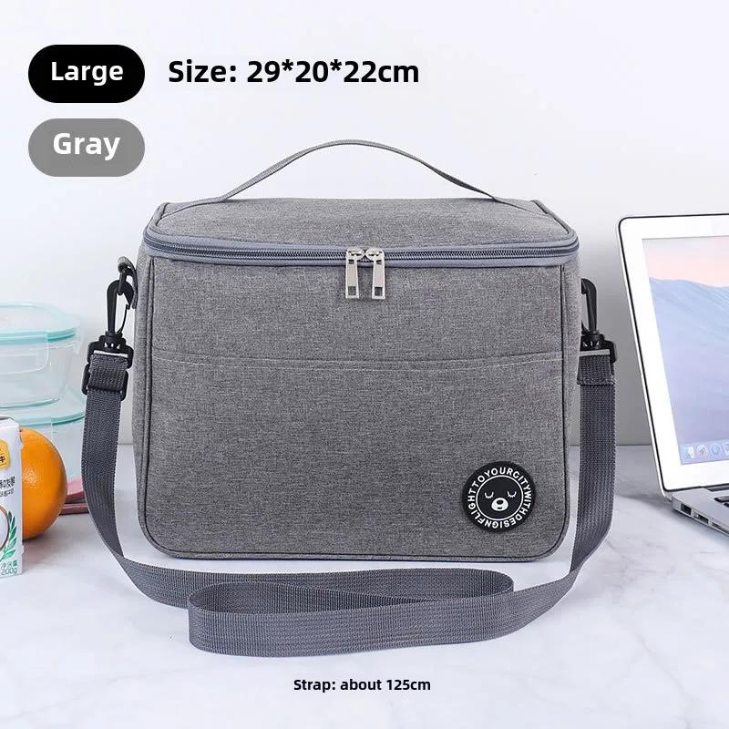 

Portable Lunch Bag Food Thermal Box Waterproof Office Cooler Lunchbox With Shoulder Strap Insulated Case Essential For Picnics