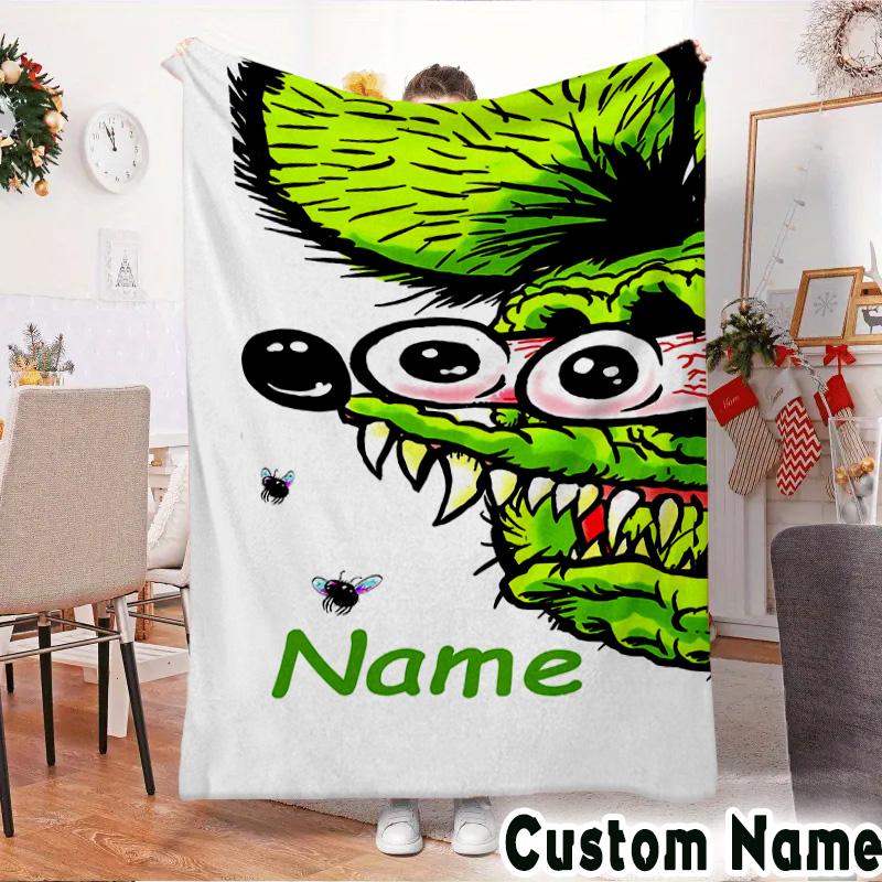 Custom Name Rat Fink Throws Blanket Flannel Blankets for Couch Bed Gifts for Men Women Picnic Blanket Christmas Fan Gifts