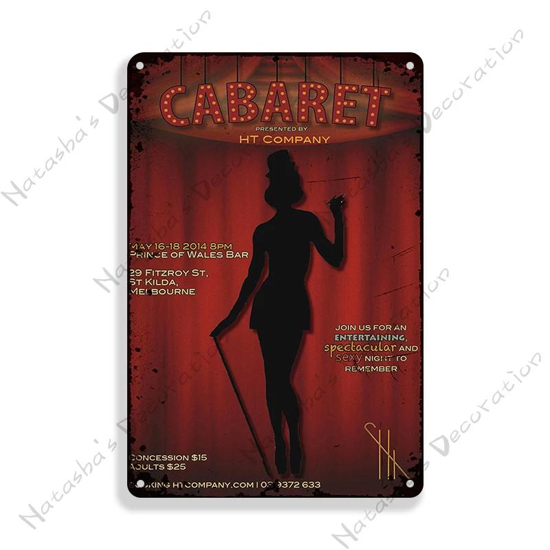 Cabaret Poster Music Movie Metal Sign Decorative Plate Home Restaurant Bar Club Wall Decor Vintage Metal Poster Industrial Decor