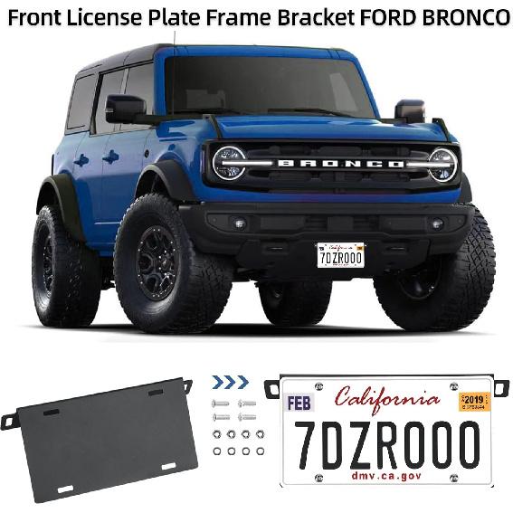 Front License Plate Frame For Ford Bronco, Aluminum Alloy License Plate Mounting Bracket Holder For Ford License Plate Accessories 2024