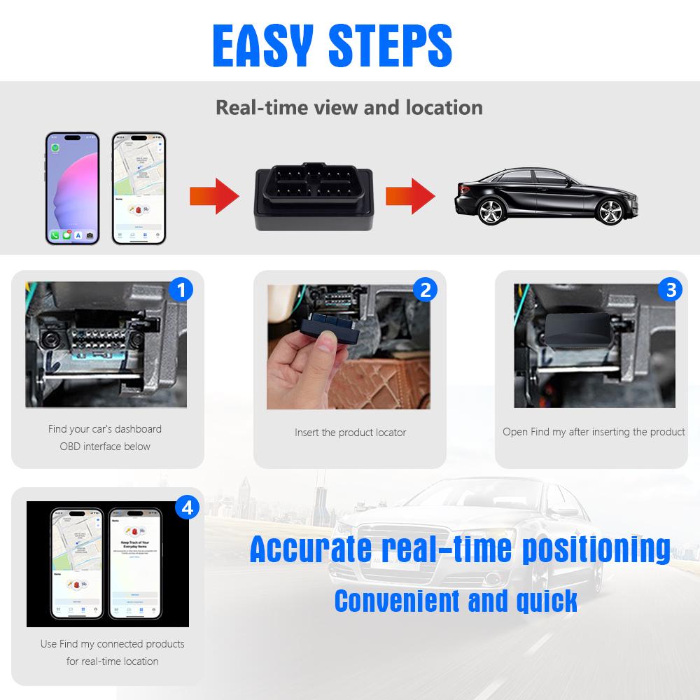 OBD GPS Tracker For Apple Find My App Anti Loss Device Real Time Location GPS Locator Plug In Version Lifetime Free System