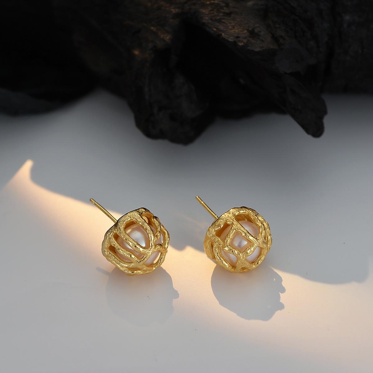 S design freshwater pearl earrings simple personality ins wind earrings