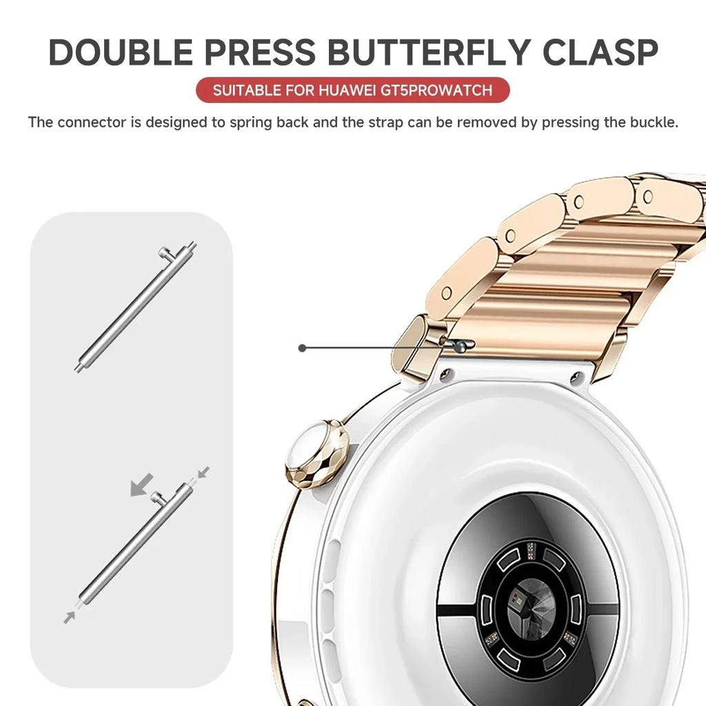 18mm Ceramic Strap for Huawei Watch GT6 GT5 GT4 41mm GT5 Pro 42mm Bracelet Durable Metal Butterfly Buckle Replace Wristband