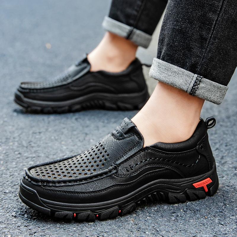 Popular men's shoes 48 men's casual shoes soft-soled overshoes spring new driving leather shoes
