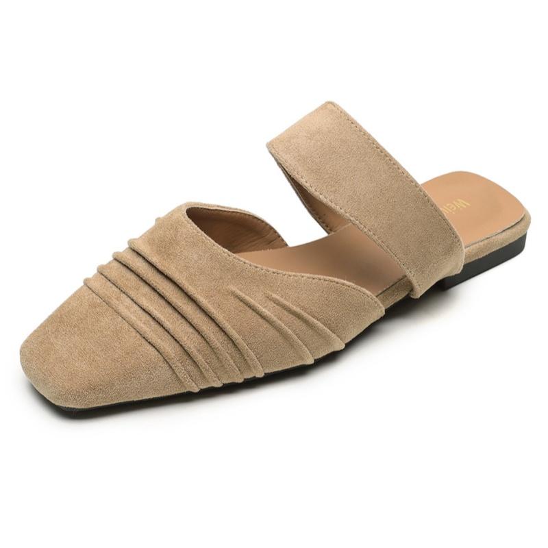 

Мода 2025 Мода Женская обувь Закрытый носок Женские тапочки Новые Уличные Повседневные Горячая Распродажа Милые Бестселлер Плоские тапочки Zapatos Mujer 37 абрикосовый