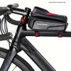 Handyhalter Tasche für Fahrrad Fahrradzubehör Vorderrahmen Lenker Oberrohr Handy Tasche mit Regenschutz Kompatibel mit Handys unter 6,8 Zoll