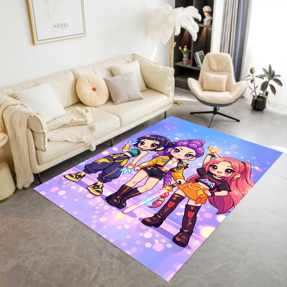 1pc K-pop Demon Hunters Rug Home Carpet Decoration Office Decor Gift Living Room Bedroom
