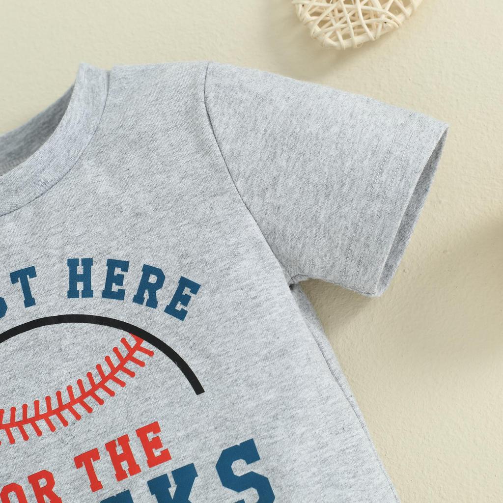 Småbarn gutteshortssett 3 6 12 18 24 måneder 3 år Brevtrykk Kortermet T-skjorte med rund hals og baseballmønster Shorts 2 stk.