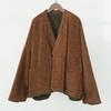 Women Vintage Warm Corduroy Print Floral Coats Spring V-Neck Long Sleeve Button Pockets Coats