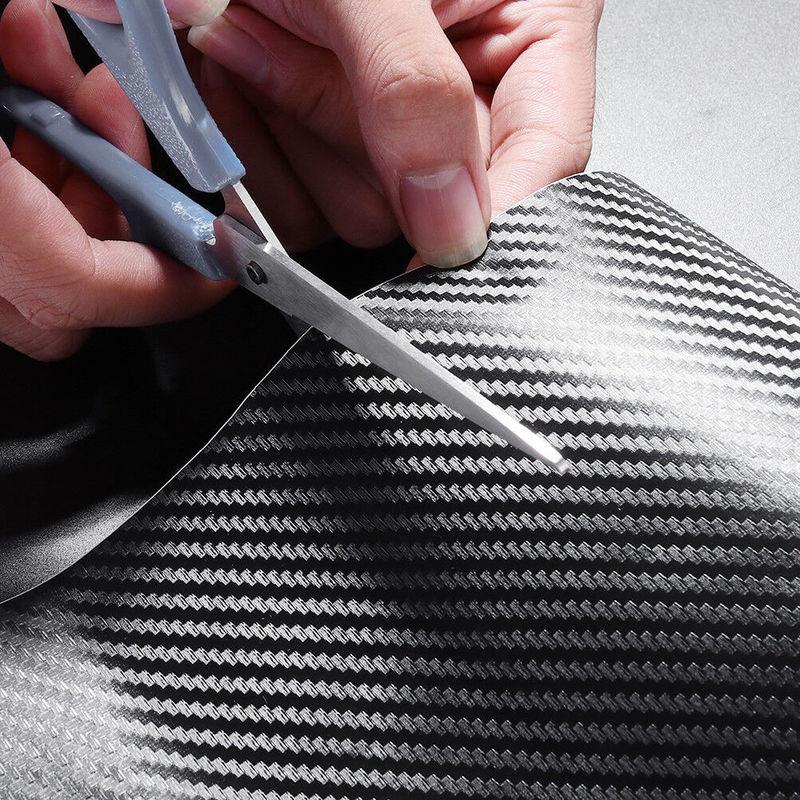 5/10cm DIY 3D Black Carbon Fiber Vinyl Car Wrap Sheet Roll Film Sticker Decal Door Sill Anti-Scratch Protector Tape Film