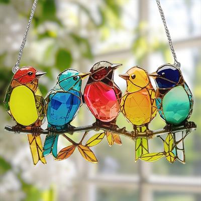 Süßer bunter Vogelanhänger Acryl Autoanhänger Garten Garten Dekoration Anhänger