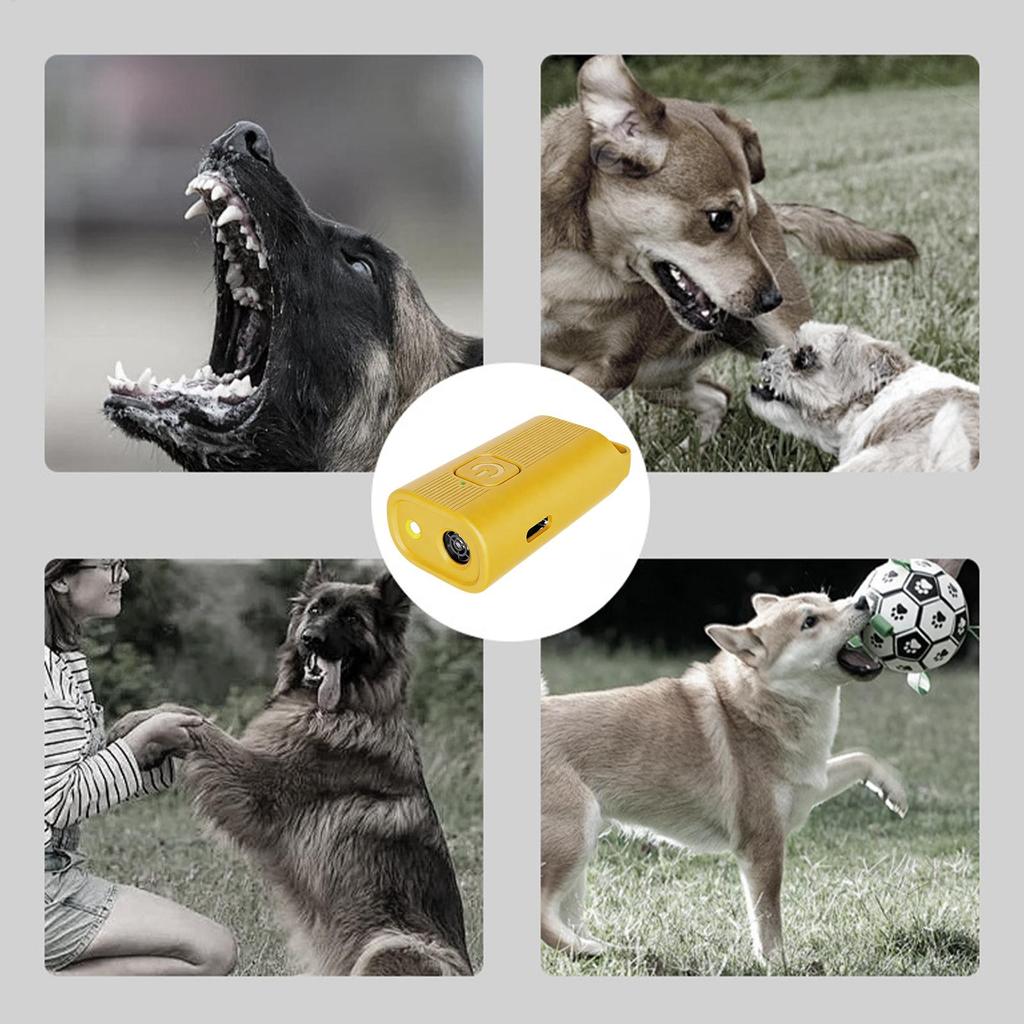 Ultrasonic Anti Barking Device Portable Dog Bark Suppressor Handheld Repeller Trainer with LED Light Battery Powered for Outdoor