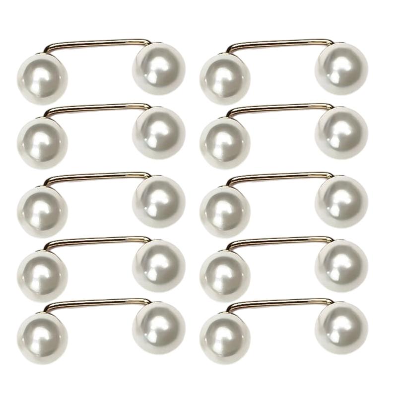 10pack Stylish Double Pearls Fasteners Professional Attires Decorative Clip for Everyday Fashionable Needs