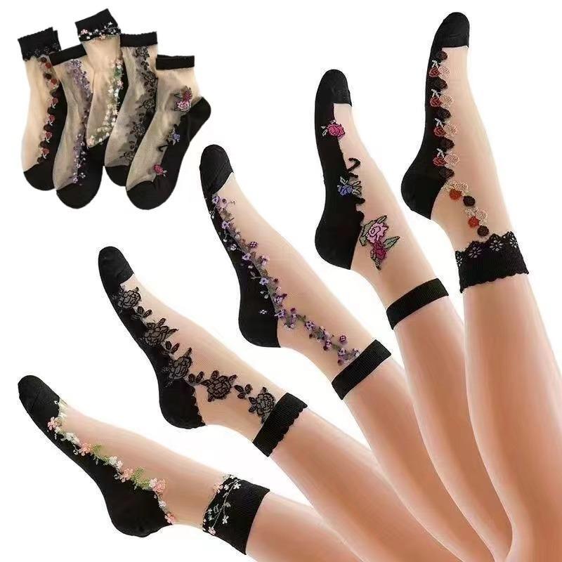 Sexy Fishnet Women Lace Ruffle Soft Comfy Sheer Silk Elastic Mesh Knit Frill Trim Transparent Ankle Funny Socks 1pair=2pcs 2205F